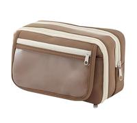 Grurun Estuche grande para lápices, gran capacidad, organizador de artículos de papelería, simple, para la oficina, el hogar, viajes, color marrón