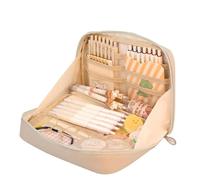 Grurun Estuche para lápices, bonito estuche Kawaii de gran capacidad con cremallera estética, organizador para bolígrafos para niños (Z-gris)