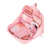 Grurun Estuche para lápices, bonito estuche Kawaii de gran capacidad con cremallera y organizador para niños (rosa)