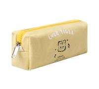 Grurun Estuche para lápices de color sólido, bonito estuche estético para estudiantes, para mujeres y niñas, bolsa de cosméticos para maquillaje (amarillo tigre)