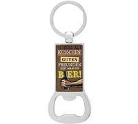 GRUSS CO Abrebotellas de Cerveza con diseño de besos | Llavero | Regalo divertido para hombres | 17 cm con anillo | Idea de regalo | 48231, marrón, Länge 17 cm, Diseño de besos