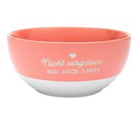 GRUSS & CO Cuenco con diseño Hab dich lieb | Cuenco de gres esmaltado de colores, con Garvur y frase, 60 cl, color rosa, desayuno y cuenco de cereales, regalo | 48952