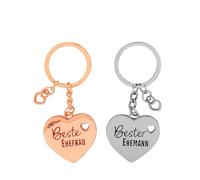 GRUSS & CO Juego de 2 llaveros con forma de corazón para parejas, en tarjeta de regalo, regalo de boda, para parejas, para dos | 71073, multicolor, Länge 7,7 cm