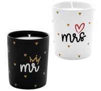 GRUSS & CO Juego de velas Mr. & Mrs. Juego de 2 velas perfumadas de vainilla, altura 8,4 cm, en caja de regalo, regalo de boda, decoración para boda | 73872
