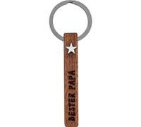 GRUSS & CO Llavero con diseño de Mejor Papá | Llavero de palo de madera de caoba con grabado, en tarjeta de regalo | Regalo para papá, día del padre, cumpleaños | 73878, multicolor, Länge 9 cm