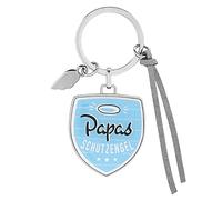 GRUSS & CO Llavero de ángel de la guarda de papá: colgante con pequeño encanto y cinta de piel sintética