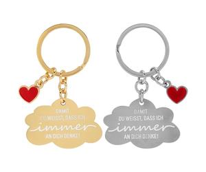 GRUSS & CO Llavero para dos diseños de pensamiento | Juego de colgantes, dos colgantes con llavero y charm | Regalo para dos, para parejas | 48538