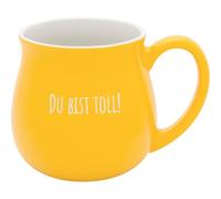 GRUSS & CO Taza abombada con Garvur Toll | gres, 41 cl, amarillo, fondo e interior natural, regalo para amigos, naturalmente bonito | 74637