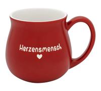 GRUSS & CO Taza abombada con grabado humano | gres, 41 cl, rojo, fondo e interior natural, regalo para amigos, naturalmente hermoso, 74636