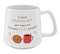GRUSS & CO Taza cónica con motivo de la amistad | gres, 43 cl, taza de café | regalo para novio, novia, naturalmente bonito | 74643