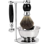 GRUTTI Set de Cepillos 4 en 1, Professional Men Manual Razor Set Maquinillas de afeitar para hombre Manual Razor Stainess Soporte de acero Brocha de afeitar y Bowl Set