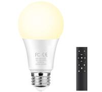 GRV Bombilla LED inteligente E26 A60 de 9 W con control remoto de 2.4 GHz, bombillas LED que cambian de color, regulables continuas 3000 K-6500 K, 800LM equivalente a lámpara incandescente de 80W
