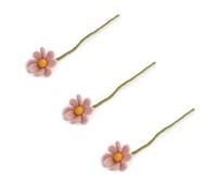 Gry & SIF - Anémona artificial de fieltro para decoración de Pascua, decoración de primavera para entrada, hecha a mano, comercio justo, 3 margaritas de color rosa viejo, 30 cm