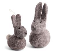 Gry & SIF Colgante de Conejo de Pascua Hecho a Mano, de Comercio Justo, decoración de Pascua Duradera y Natural, 100% Lana Virgen, Gris
