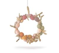 Gry & SIF Corona de Pascua de color pastel, hecha a mano, corona con huevos de Pascua de fieltro, comercio justo, corona con huevos para colgar como decoración de Pascua, 26 cm