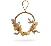 Gry & SIF Corona de Pascua en Tonos Tierra - Hecha a Mano, Comercio Justo, Con Huevos de Fieltro para Colgar - Decoración para Puerta, 25 cm