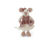Gry & Sif Handmade & Fairtrade Certified Stylish Danish Design X Artisans from Nepal | Figuras de animales de fieltro - Pequeño White Ballarina Mouse | Figuras decorativas para colocar de pie
