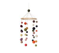 Gry & Sif Mobile Baby de fieltro para cuna, parque o cambiador, decoración de habitación de bebé, equipamiento inicial recién nacido, hecho a mano, comercio justo, 20 cm, longitud 55 cm, bolas de