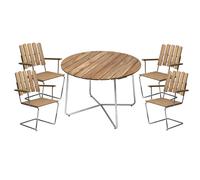 Grythyttan Stålmöbler Conjunto de mesa y sillas Grythyttan ø100 cm - teca