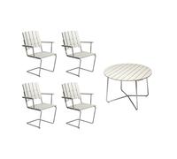 Grythyttan Stålmöbler Conjunto de mesa y sillas Grythyttan blanco 9A Ø100cm + 4 A2