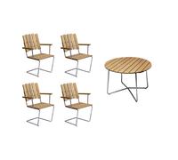 Grythyttan Stålmöbler Conjunto de mesa y sillas Grythyttan roble 9A Ø100cm + 4 A2