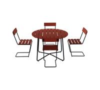 Grythyttan Stålmöbler Mesa 9A Ø100 cm + 4 sillas Stol 1. roble rojo oscuro-estructura negra