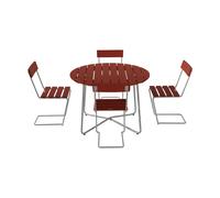 Grythyttan Stålmöbler Mesa 9A Ø100 cm + 4 sillas Stol 1. roble rojo oscuro-galvanizado en caliente
