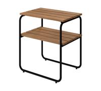 Grythyttan Stålmöbler Mesa auxiliar L45 Teca-estructura de acero negra. 45x32 cm