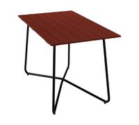 Grythyttan Stålmöbler Mesa B25A Roble teñido en Dark red con estructura de acero negro. 120x70 cm