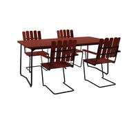 Grythyttan Stålmöbler Mesa B31. 170 cm + 4 sillones A2. roble rojo oscuro-estructura negra