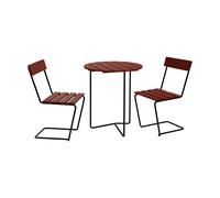 Grythyttan Stålmöbler Mesa Table 6B + 2 sillas Stol 1. roble rojo oscuro-estructura negra