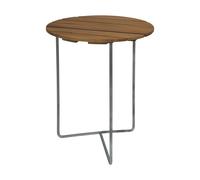 Grythyttan Stålmöbler Mesa Table 6B Teca sin tratar - patas galvanizadas. Ø60 cm