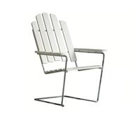 Grythyttan Stålmöbler Silla para tomar el sol A3 Roble lacado blanco-galvanizado en caliente