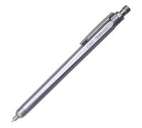 GS01-G5 - Bolígrafo de gel con rodillo, punta de aguja de 0,5 mm, tinta de gel negra de secado rápido, cuerpo de metal, incluye recambio extra, color plateado