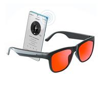 GS01 - Gafas de sol inteligentes con Bluetooth, gafas de sol de audio con altavoz, lente polarizada UV400, música de oído abierto, control táctil, Rojo, 52 mm