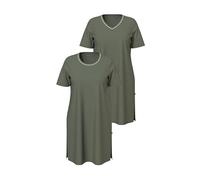 gs1 data protected company 4069787000005 Bigshirts, 2er-Pack, Rundhals/V-Ausschnitt, Halbarm Nightgown, Gris Verdoso, 58 Mujeres
