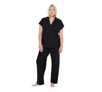 gs1 data protected company 4069787000005 Pyjama, Oversized, Zweiteiler, Hemdkragen, Halbarm Conjunto de Pajama, Negro, 50-52 Mujeres