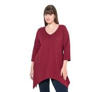 gs1 data protected company 4069787000005 Shirt, Zipfelsaum, V-Ausschnitt, 3/4-arm, Biobaumwolle Camiseta, Dark Cherry Red, 54-56 Mujeres