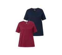 gs1 data protected company 4069787000005 T-Shirts, 2er-Pack, V-Ausschnitt, Halbarm, Biobaumwolle Camiseta, Dark Cherry Red, 58-60 Mujeres