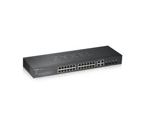 GS1920-24v2, 28 Port Smart Managed Switch 24x Gigabit Copper and 4x Gigabit dual pers., hybrid mode, standalone or NebulaFlex Cloud