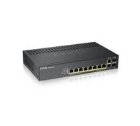 GS1920-8HPv2, 10 Port Smart Managed Switch 8x Gigabit Copper and 2x Gigabit dual pers., hybrid mode, standalone or NebulaFlex Cloud, 130 Watt PoE, fanless