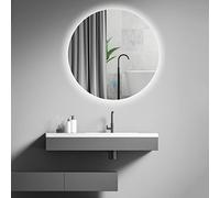 GSACLKES Espejos, Espejo de Vanidad Del Baño Led Redondo Atenuable 40X40Cm 60X60Cm 70X70Cm Control Táctil Anti Niebla Espejo de Maquillaje Montado en la Pared para la Entrada Y la Luz Blanca Del Dormi