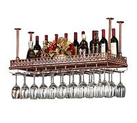 GSACLKES Estante de Vino con Patrón Europeo,Estante de Vidrio de Vino Colgante,Wine Shelf Wine Bottle,Vino Rústico Titular Stemware Altura Ajustable para Sala de Estar Restaurantes Bares,/Marrón/100