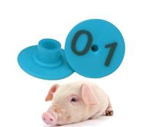 GSAEGFE Crotales Digitales Redondos para Cerdos, ovejas, Vacas y Ganado: Palabras Grandes y claras, no fáciles de Quitar, Suaves y duraderas. 01-100 Azul