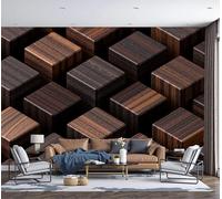 GSAEIMCT Art Papel Tapiz Fotográfico Chocolate En Bloque De Madera Papel Pintado Geometría Simple Seda 250X170Cm Pared Sala Cuarto Póster Marrón Oscuro