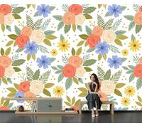 GSAEIMCT Art Papel Tapiz Fotográfico Margarita Rosa Papel Pintado Ilustraciones Retro Seda 250X170Cm Pared Sala Cuarto Póster Rosa