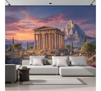 GSAEIMCT Art Papel Tapiz Fotográfico Palacio Griego Papel Pintado Arquitectura Clásica Seda 450X300Cm Pared Sala Cuarto Póster Color Naranja