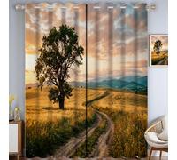 GSAEIMCT Cortinas Opacas Salon Carretera Wheat Wave Oro Cálido 140 X 200 Cm 2 Piezas, Suaves Cortinas Dormitorio Termicas Aislantes Estilo Naturaleza Rural Ventana Decoracion Habitacion con Ojales