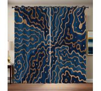 GSAEIMCT Cortinas Opacas Ventanas Salon Azul Oscuro Puntos Curvos 2 Piezas 3D Patrón Abstracto Psicodélico Habitacion Infantil Decoración para Dormitorio Termicas Aislantes Frio Y Calor 140 X 245 Cm