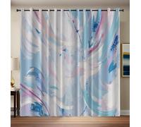 GSAEIMCT Cortinas Opacas Ventanas Salon Azul Rayas Abstractas 2 Piezas 3D Patrón Arte Surrealista Habitacion Infantil Decoración para Dormitorio Termicas Aislantes Frio Y Calor 140 X 175 Cm